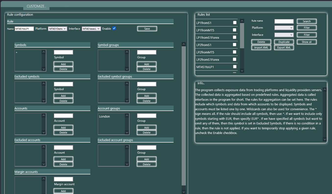 Rules interface